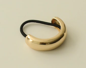 Wide Arch Metal Ponytail Hair Tie | Gold