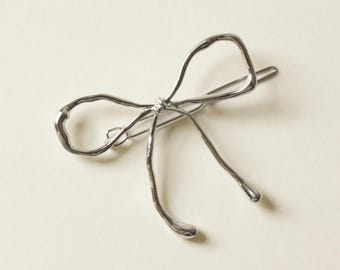 Haarclip met metalen strikspeldje | Zilver
