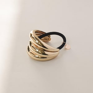 Triple Arch Metal Ponytail Hair Tie | Gold