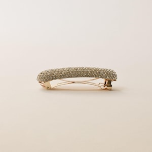 Pave Stone Oval Barrette Hair Clip | Gold