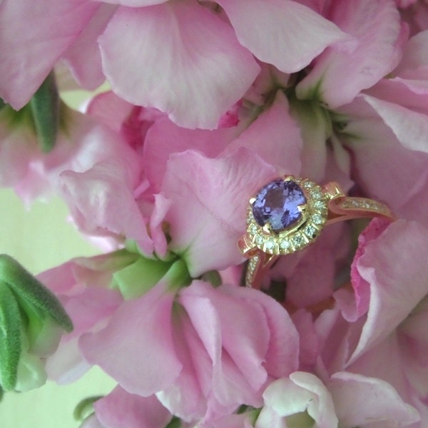 Natural Purple Sapphire Engagement Ring Sapphire & Diamond | Etsy