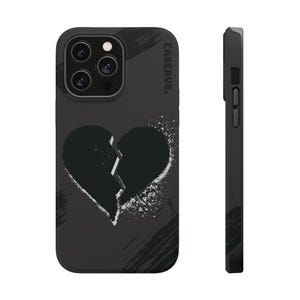 May include: Black phone case with a white broken heart graphic and the text "CASEAVE." on the side.