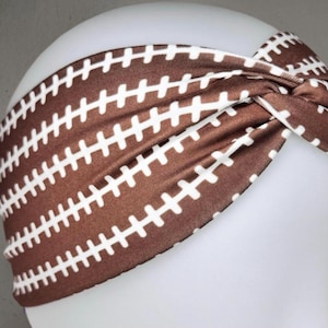 Football Game Day Sport Twist Headband | Smooth Silky Elastic Moisture-Wicking | Football Laces