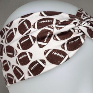 Football Game Day Sport Twist Headband | Smooth Silky Elastic Moisture-Wicking | Football Party (Light)