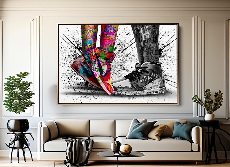 Air Jordan Shoes Canvas Wall Art, Banksy Nike Shoe Picture, Love Poster