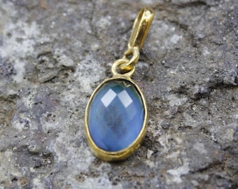 Handmade Feeling Mood Gemstone Pendant : 24K Gold Over Sterling Silver