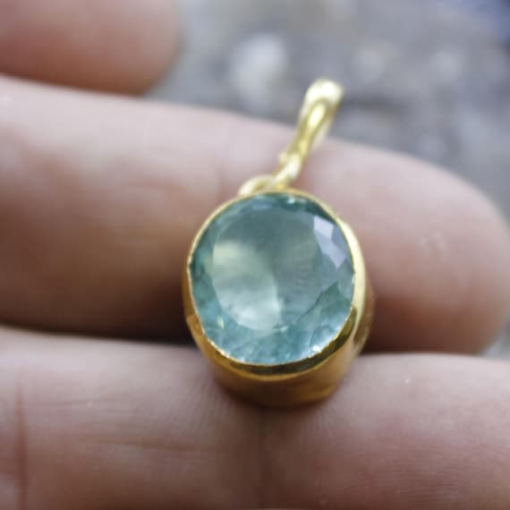 Handmade Paraiba Tourmaline Silver Pendant - 24K Gold Vermeil
