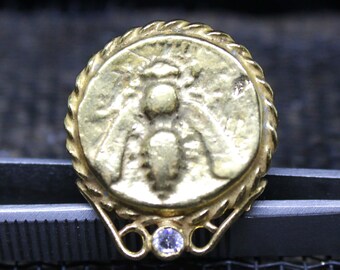 Handmade Greek Honey Bee Ring: 24K Gold Over Sterling Silver