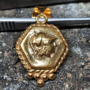 Bronze Roman Empire intaglio Coin Pendant Silver Jewelry - 24K Gold Over 925k Solid Silver - Gift For Her - Handmade Pendant - Gift for Her