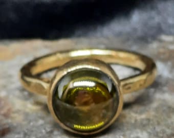 Natural Olive Quartz Stone Ring | 24K Gold Over 925k Solid Silver | Handmade Gift for Her | Handmade Ring | Mother Day Gift - Gift For Her