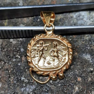 Bronze Roman Empire intaglio Coin Pendant Silver Jewelry - 24K Gold Over 925k Solid Silver - Gift For Her - Handmade Pendant Gift For Her