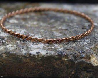 Handmade Twist Pure Copper Bangle Bracelet: Energy Cuff Bangle