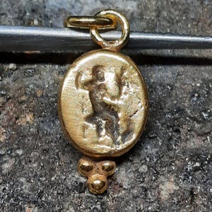 Bronze Roman Empire intaglio Coin Pendant Silver Jewelry - 24K Gold Over 925k Solid Silver - Gift For Her - Handmade Pendant