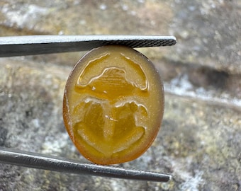 Handmade Glass Scarab Intaglio: Ancient Roman Jewelry Making (16x14mm)
