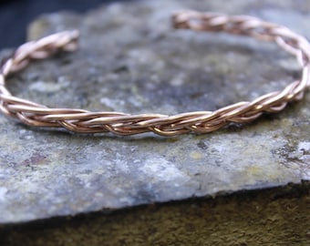 Handmade Twist Pure Copper Bangle Bracelet: Energy Cuff Bangle