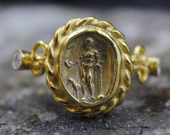 Handmade Roman Coin Silver Ring: 24K Gold Vermeil, Ancient Roman Jewelry