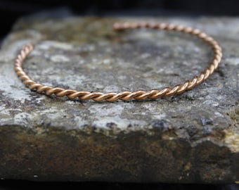 Handmade Twist Pure Copper Bangle Bracelet: Energy Cuff Bangle