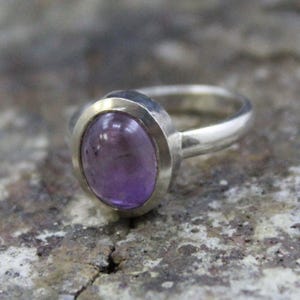 Natural Amethyst Silver Ring | 24K Gold Over 925k Solid Silver Ring | Handmade Gift for Her | Handmade Ring | Mother Day Gift