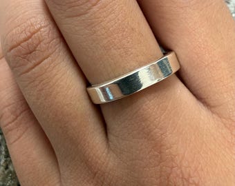 Handmade 4 mm Wide Band Ring, 24K Gold Over Sterling Silver Ring, Wedding Band, Engagement Ring, Stackable Gold Ring, Minimalist Band