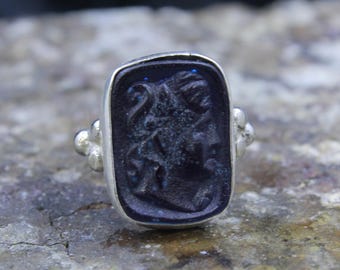 Enamel Aphrodite Intaglio Ring: 24K Gold over Sterling Silver