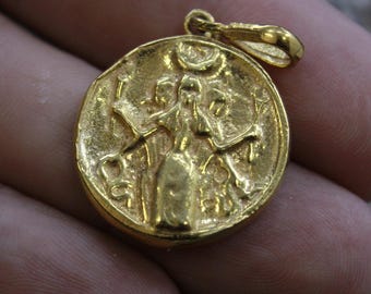 Handmade Bronze Triple Moon Hecate Goddess Intaglio Pendant – Mythology Jewelry, Hecate Necklace, Pagan Jewelry, Witchy Bronze Pendant