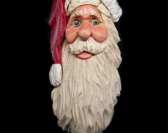 Carved Santa Face-Carved Santa Ornament-Santa Christmas  Ornament-Carved  Santa Head  Ornament-Santa Figurines - Carved Santa Claus