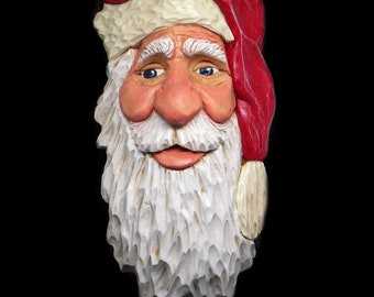 Large Carved Santa Face-Carved Santa Ornament-Santa Christmas  Ornament-Carved  Santa Head  Ornament-Santa Figurines - Carved Santa Claus