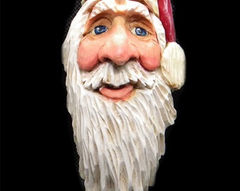 Carved Santa Face-Carved Santa Ornament-Santa Christmas  Ornament-Carved  Santa Head  Ornament-Santa Figurines - Carved Santa Claus