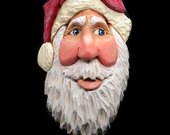 Large Carved Santa Face-Carved Santa Ornament-Santa Christmas  Ornament-Carved  Santa Head  Ornament-Santa Figurines - Carved Santa Claus