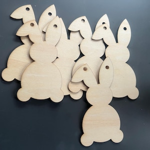 Rohling aus Holz Osterhase Kaninchen Basteln Wimpelkette Holzformen Natur Lasercut 12 cm. 10er Pack, 25er, 50er, 100er Packungen.