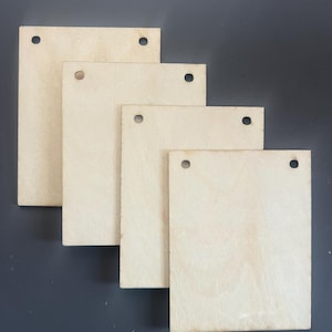 Blank Wooden Bunting Square Flags Wood Shapes Natural Holes No Holes Garland 10.5cm Packs of 10, 25, 50, 100.