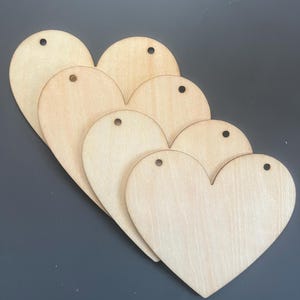 Blank Wooden Bunting Heart Flags Wood Shapes Natural Holes No Holes Valentines Garland 12cm Packs of 10, 25, 50, 100.