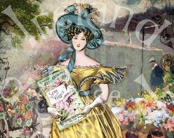 Emma's Garden Planning~Digital/Altered Art Greeting Card