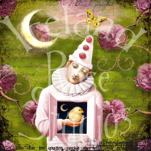 Pierrot ~ Altered Art/Mixed Media Greeting Card