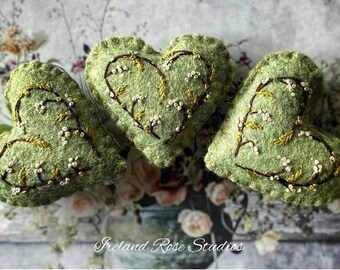 Three wee Embroidered Hearts