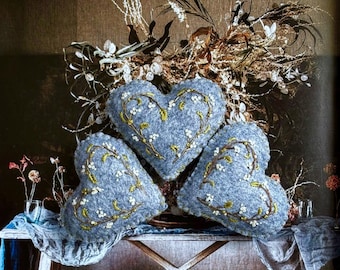 Three Wee Embroidered Hearts