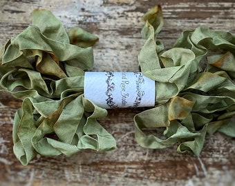 Cheshire Green~Antiqued Crinkled Seam Binding Ribbon