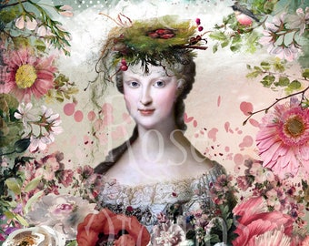 Her Spring Fling ~ Altered Art/Mixed Media Greeting card