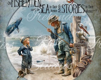 Old Fisherman~ Greeting Card