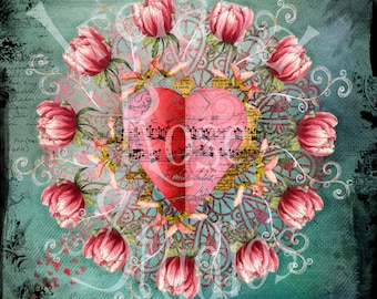 The Symphonic Heart ~ Altered Art/Mixed Media Greeting Card