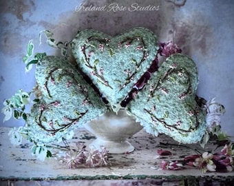 Three wee Embroidered Felt Hearts