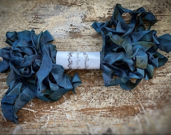 Peacock Blue ~ Antiqued Crinkled Seam Binding Ribbon