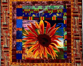 Sizzling Soulful Sunset 40 X 42 inch art quilt