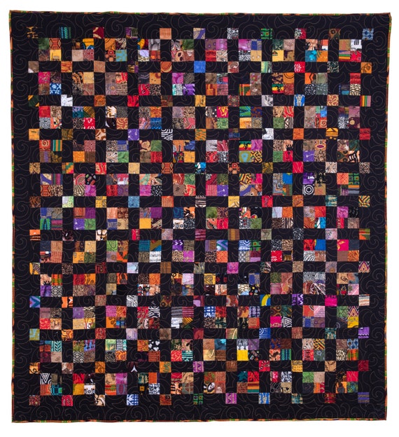 Joyful Journey 68 x 74 inch ethnic scrap quilt