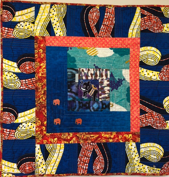 On Sale Kissed By an Elephant #2 32x32 inch art quilt