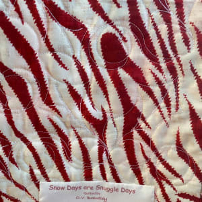 Snow Days are Snuggle Days are Snuggle Days, 62 X 71 inch red and white quilt image 2