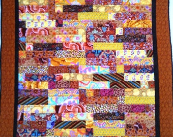 On Sale Almost Fall 48 x 51 inch hand quilted art quilt