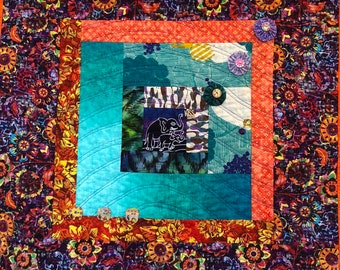 Kissed By an Elephant #9, 31x31 inch art quilt