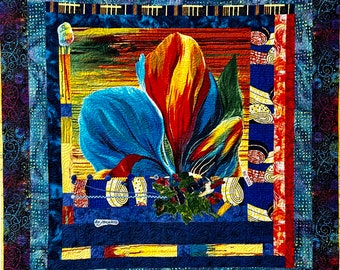 Give Yourself a Flower on Fire, 51 X 52 inch art quilt