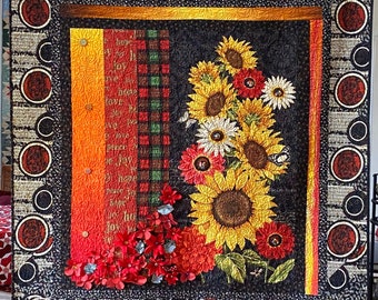 Give Yourself Southern Christmas Flowers, 49x52 inch art quilt